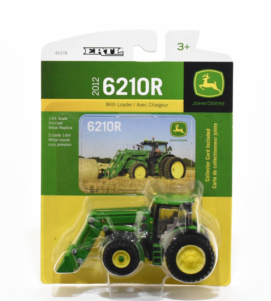 1:64 Scale ERTL New In Package John Deere 6210R Toy Tractor with Front Loader 