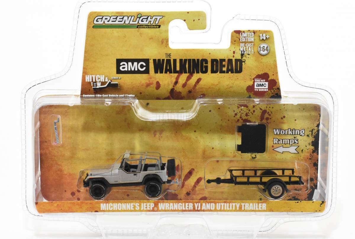 1/64 Jeep Wrangler And Utility Trailer, Walking Dead - Daltons Farm Toys
