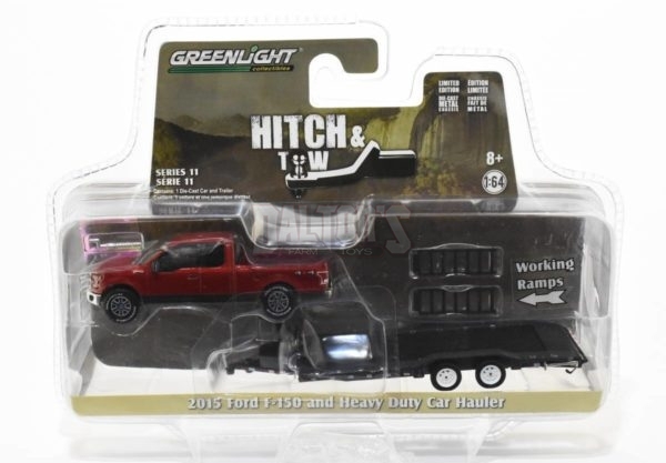 1/64 2015 Ford F150 Pickup Truck And Heavy Duty Trailer - Daltons Farm Toys