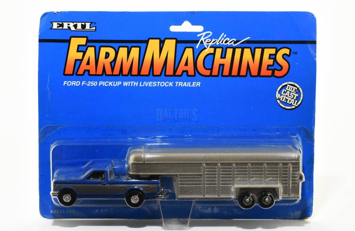1/64 ERTL Yellow Ford f-150 Pick-up Truck with Pup Trailer Farm Farming