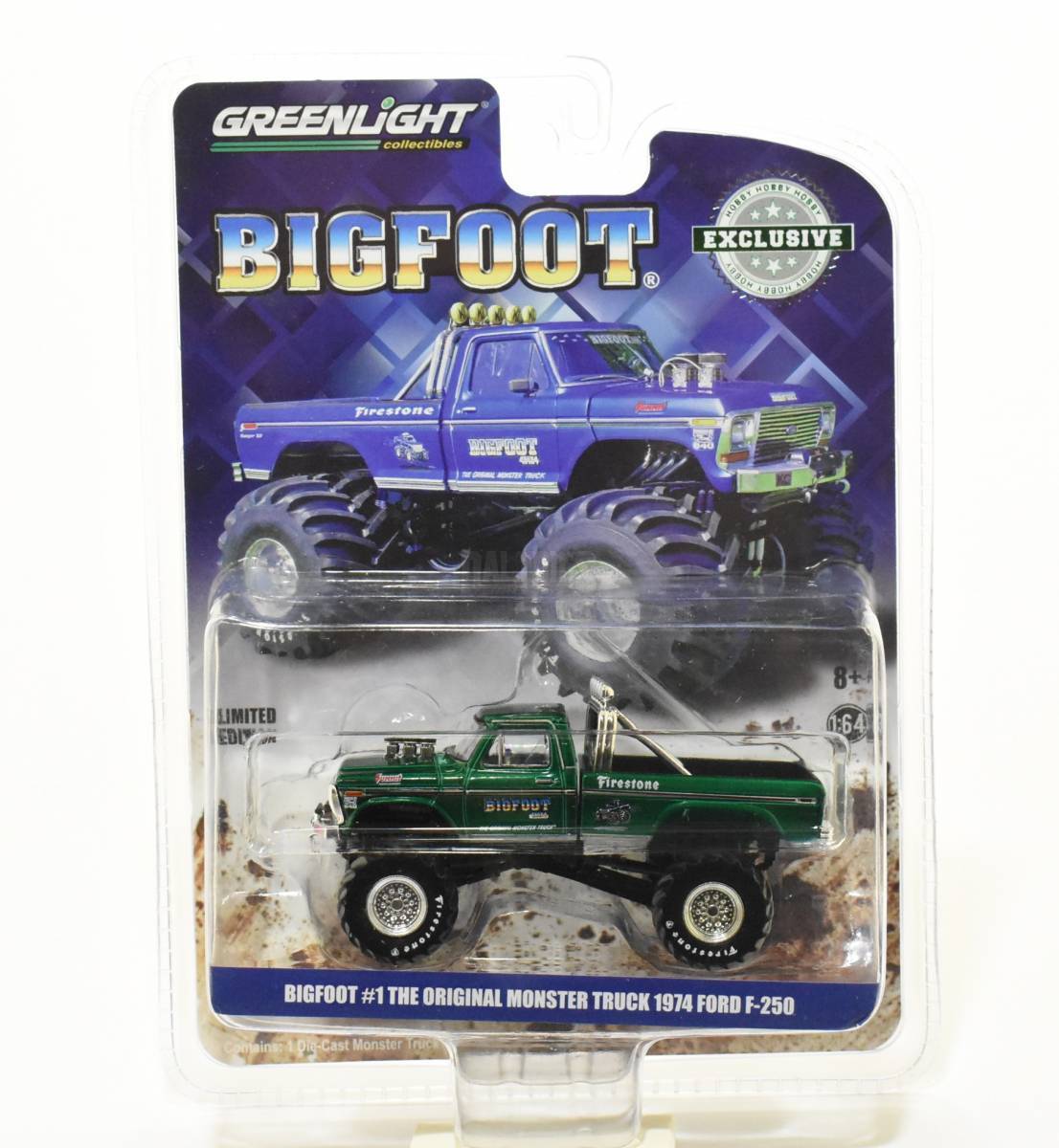 1/64 1974 F-250 Bigfoot #1 Monster Truck, Green Machine Chase