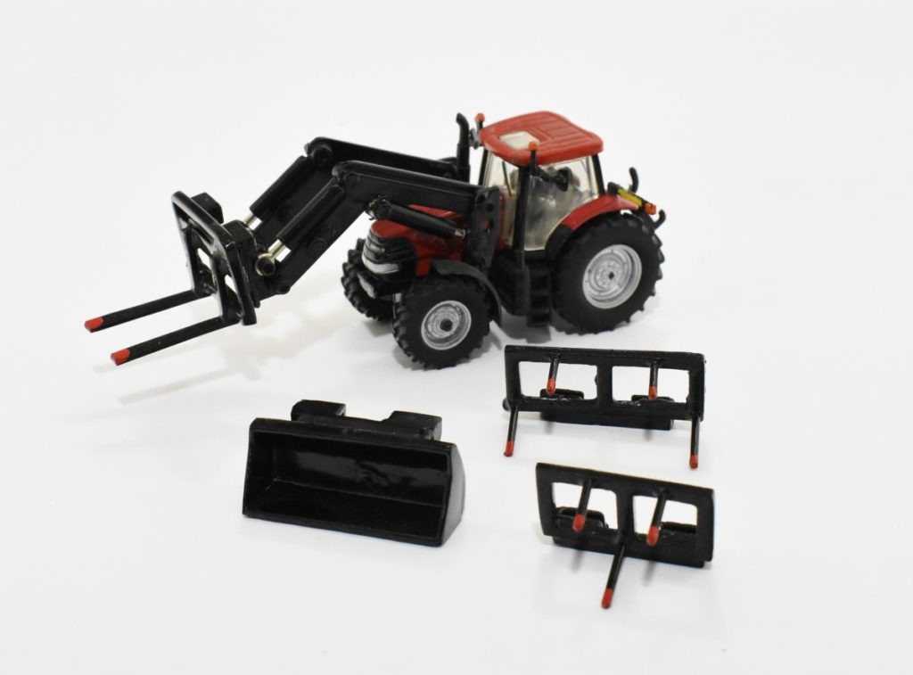 1/64 Custom Case IH Tractor With Loader, Bucket, Pallet Forks, Bale ...