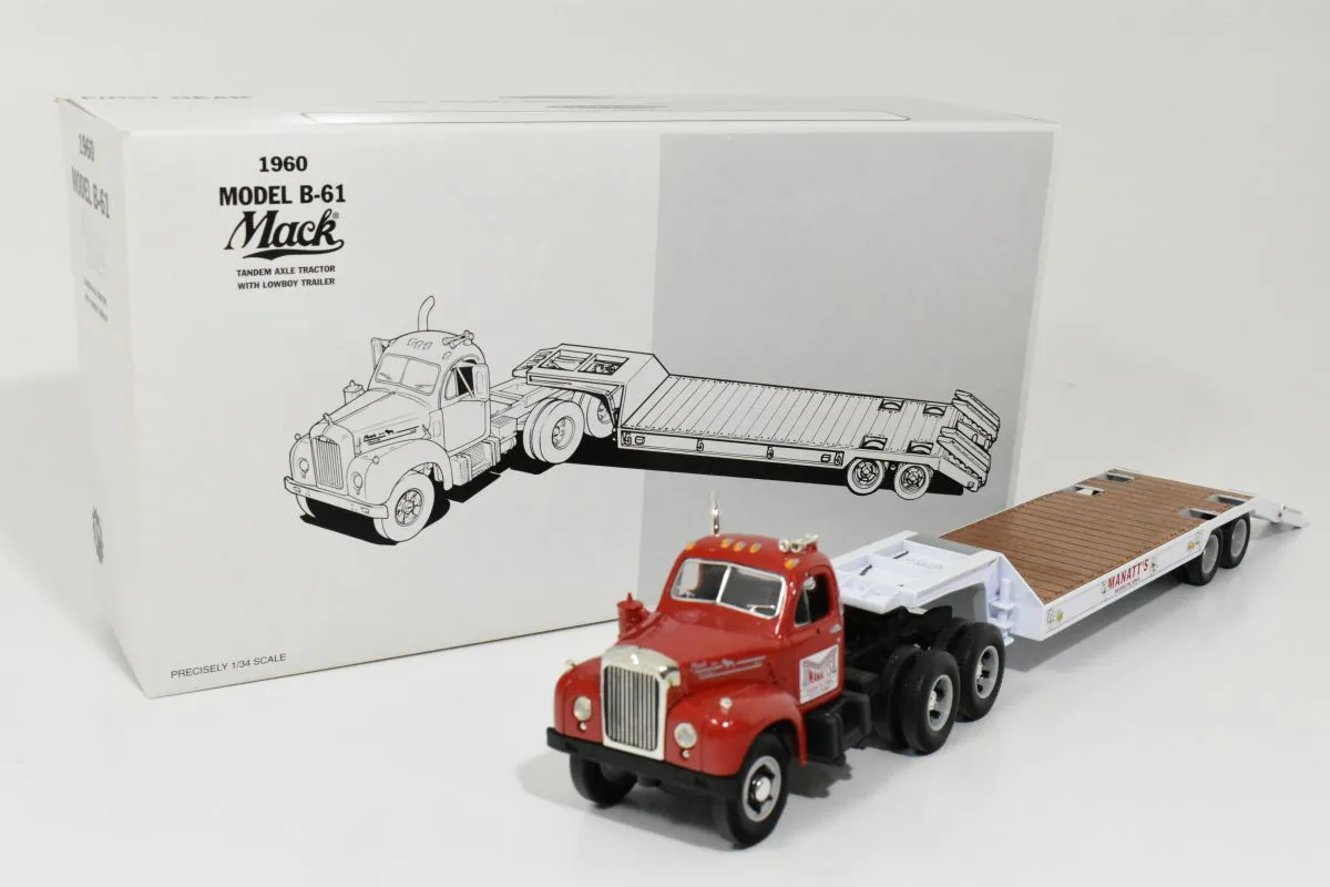 1/50 Manatts 1960 Model B-61 Mack Tandom Axle Tractor W/ Lowboy Trailer