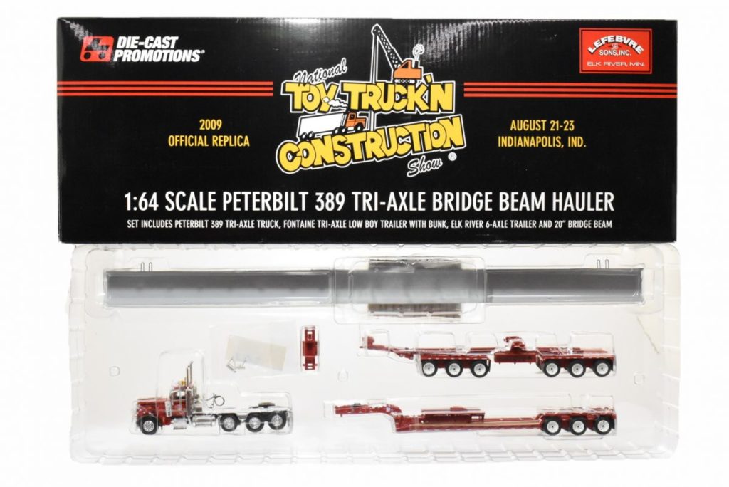 1/64 Lefebvre Peterbilt 389 Tri-Axle Bridge Beam Hauler Semi Set, Toy ...