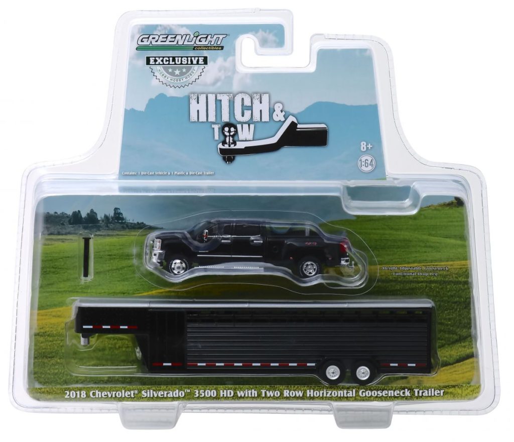 1/64 2018 Chevrolet Silverado Black Dually Pickup Truck With Black