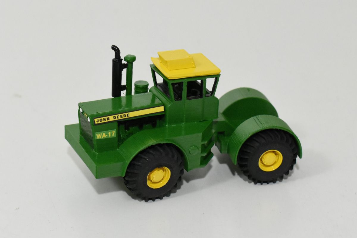 1/64 Custom John Deere WA-17 Wagner 4wd Tractor With Cab & Wide Single Tires