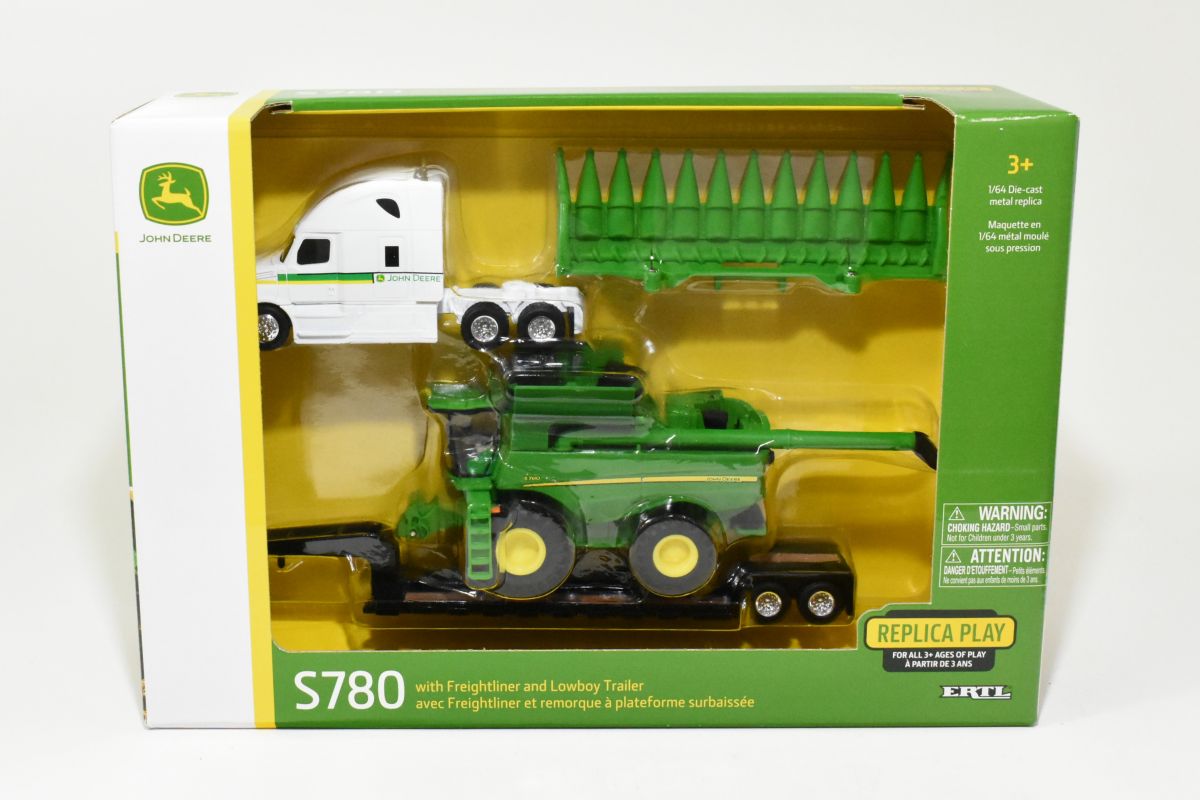 1/64 John Deere Semi With Lowboy Trailer & S780 Combine Daltons Farm Toys