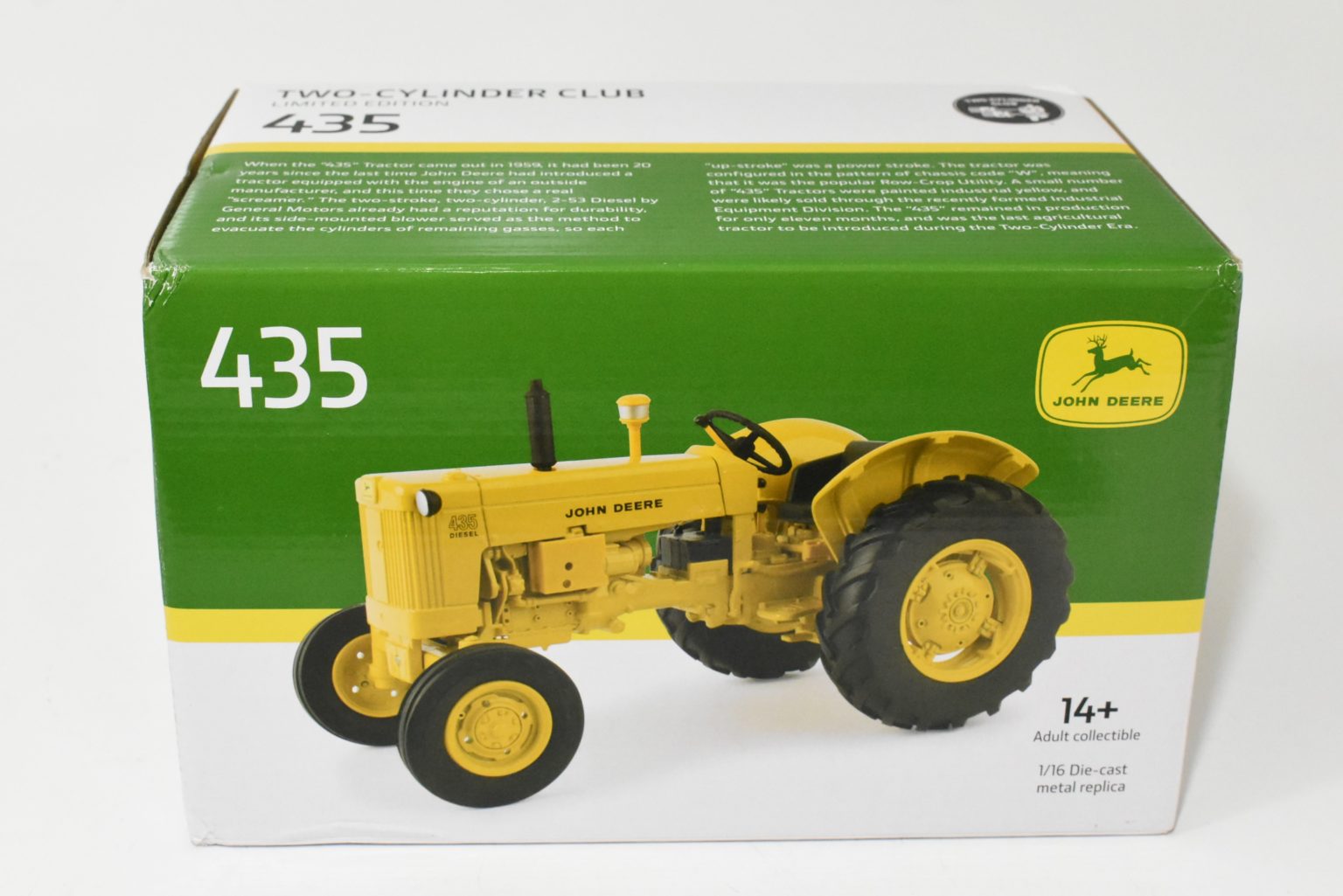 1/16 John Deere 435 Diesel Tractor Yellow Version, Two Cylinder Club Daltons Farm Toys