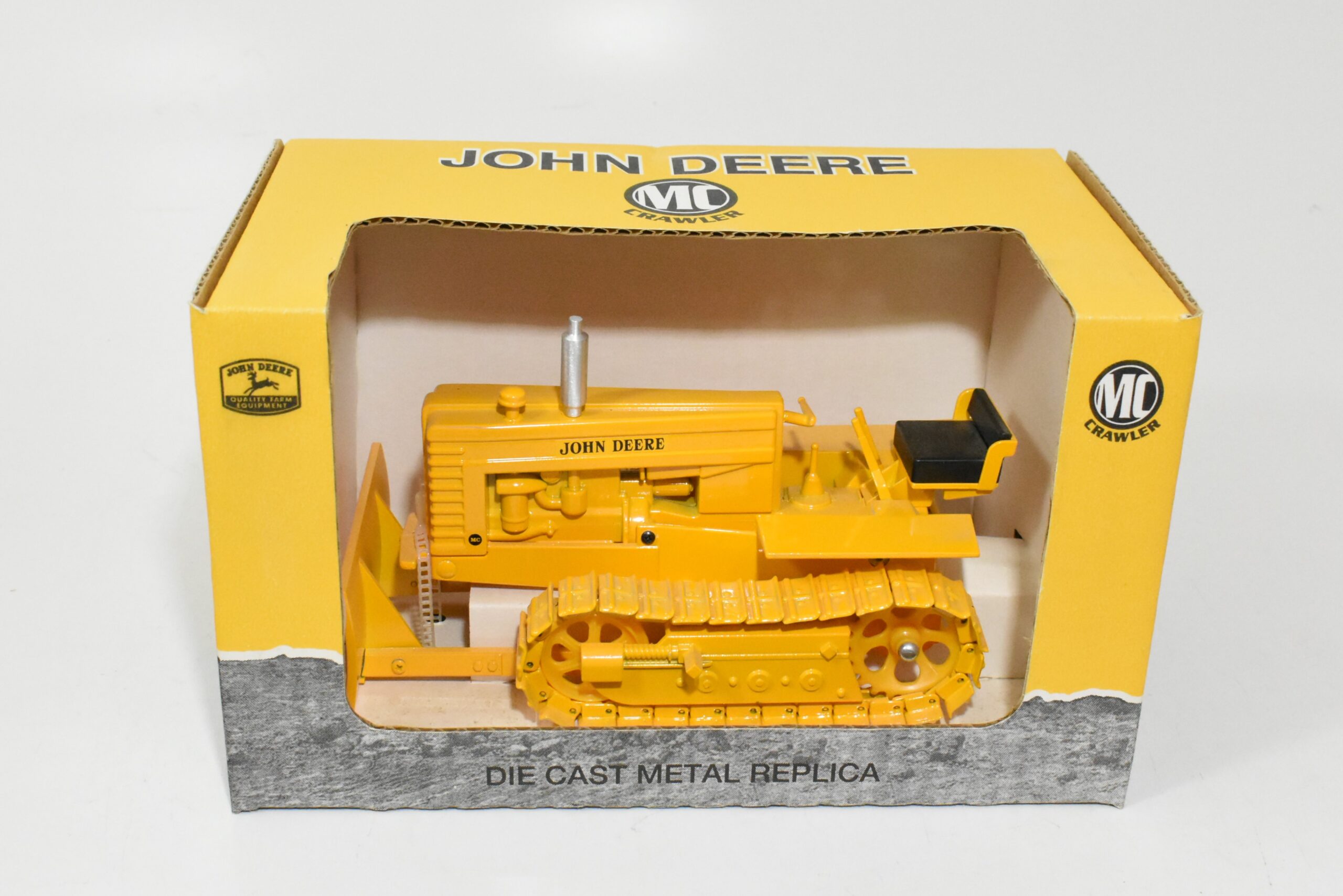 1/16 John Deere MC Industrial Yellow Crawler With Blade, Metal Tracks