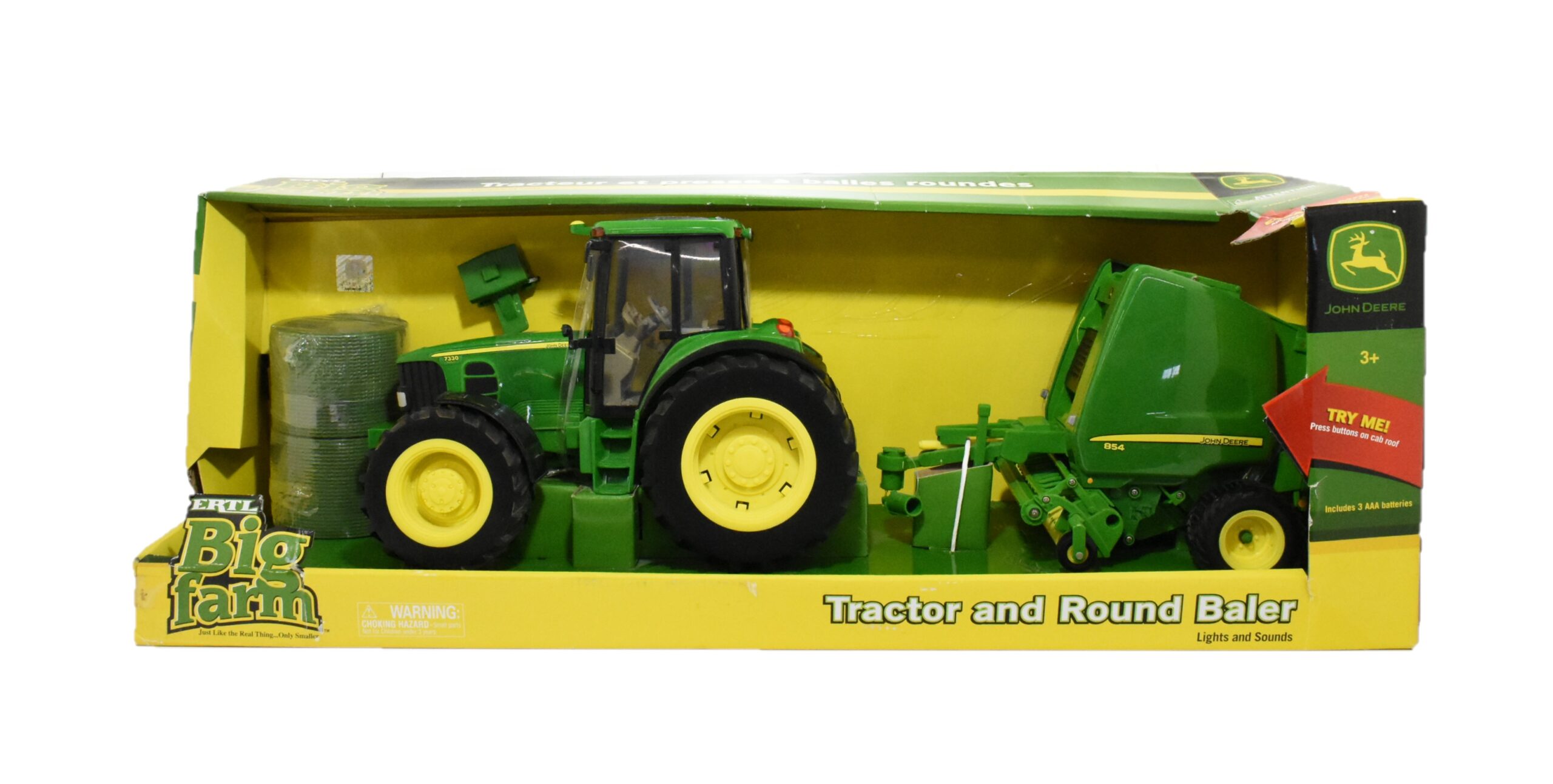 1/16 Big Farm John Deere 7330 Tractor with Round Baler and Bales by Ertl 46180