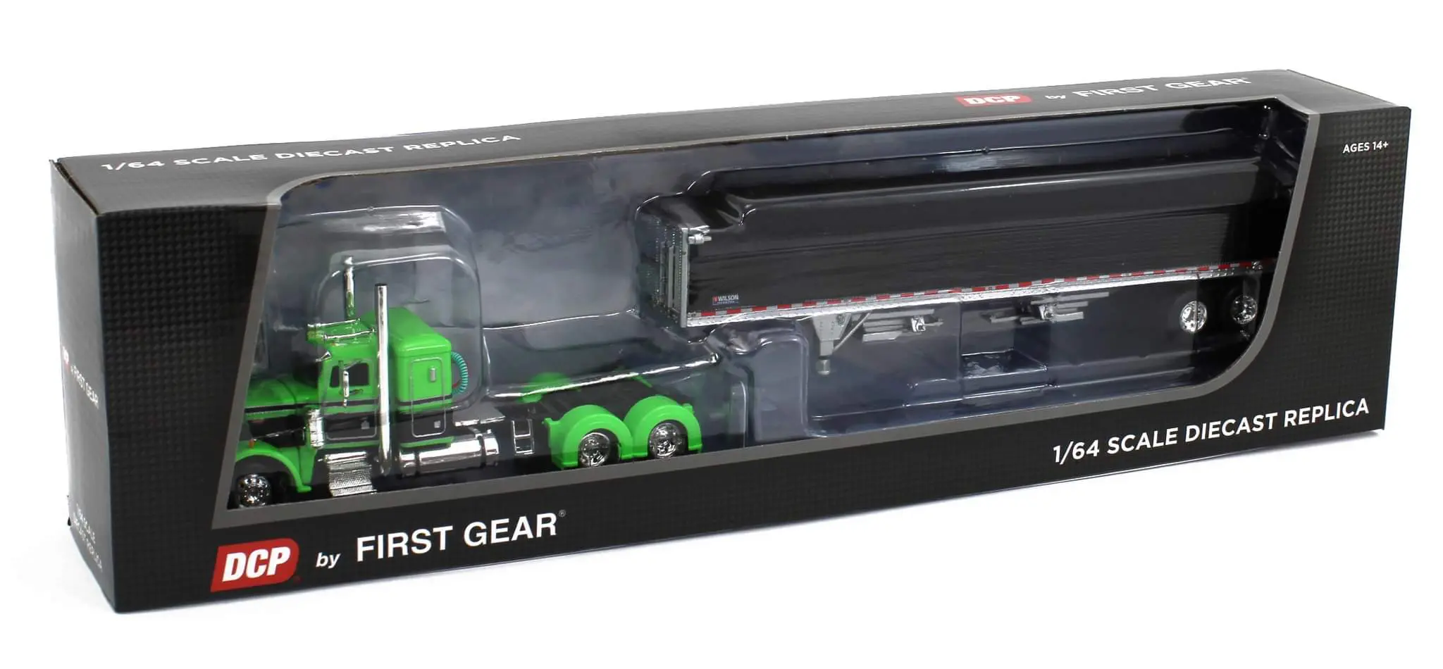 1/64 Lime Green & Black Peterbilt 359 Flat Top Semi With Black