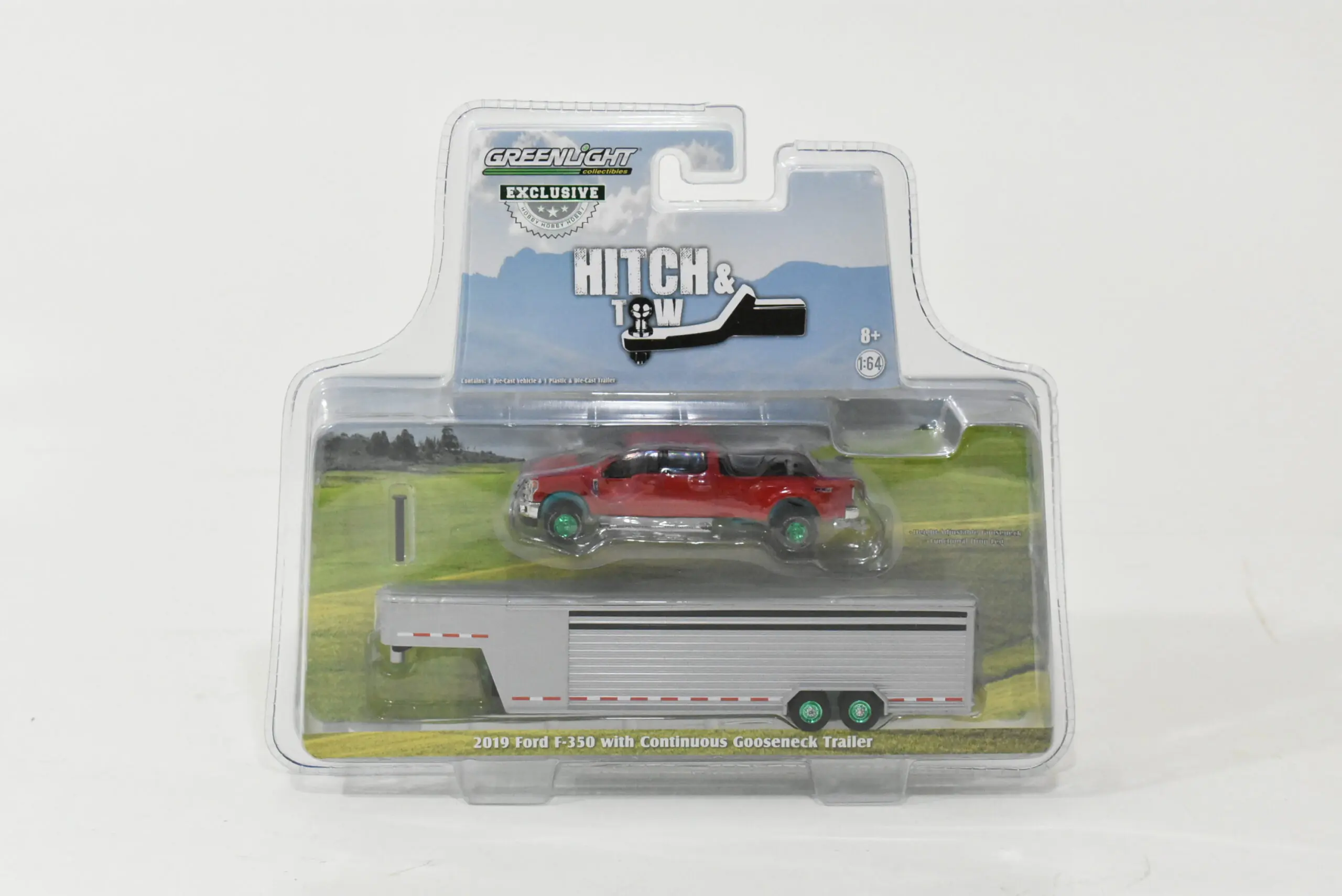 ミニカー トレーラー　Ford Dually&Trailer 1/64 1/64 2019 Ford F-350 Red Dually Pickup Truck With Gooseneck