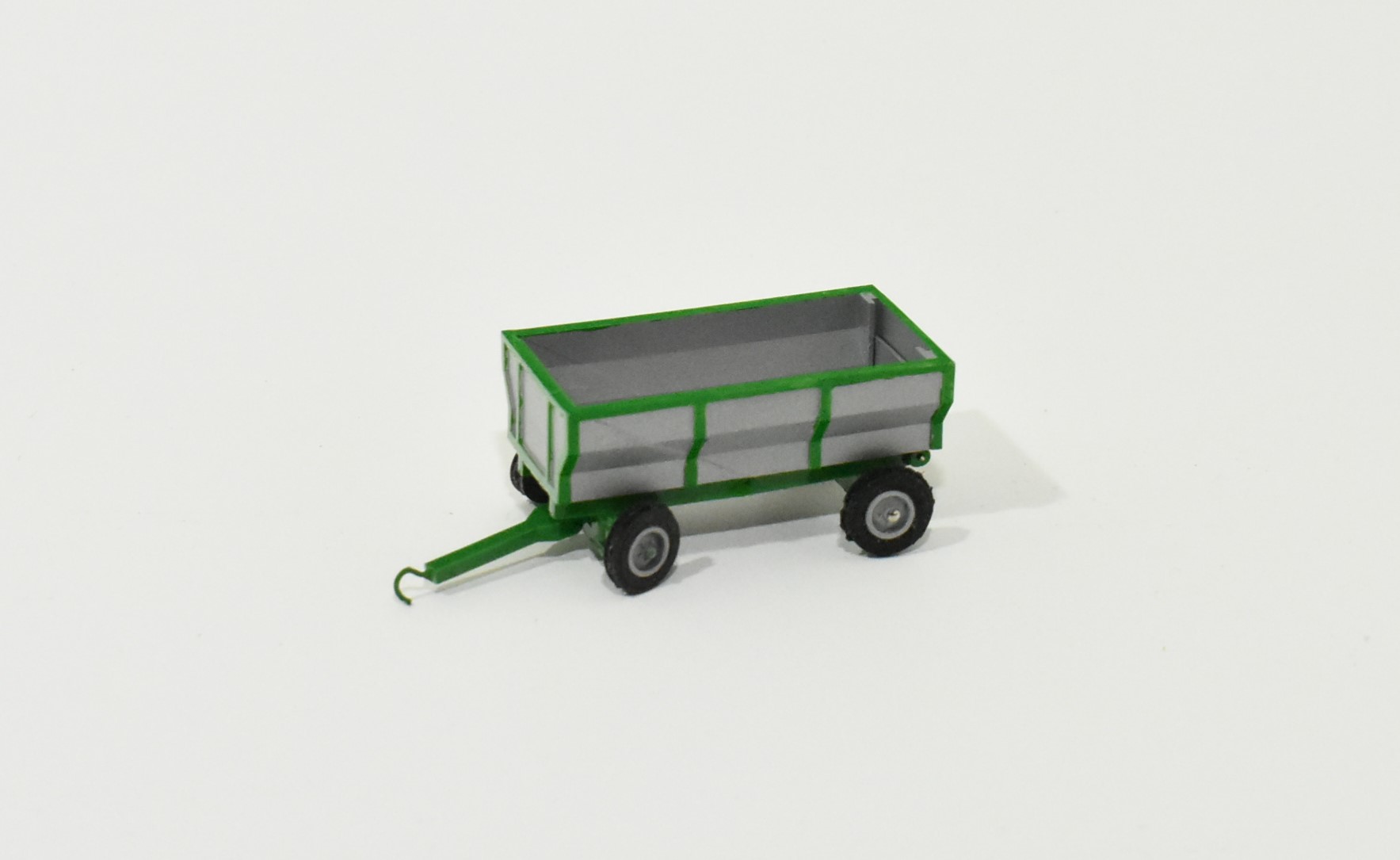 1/64 Scratch Built Flare Box Wagon, Silver & Green - Dalton's Farm