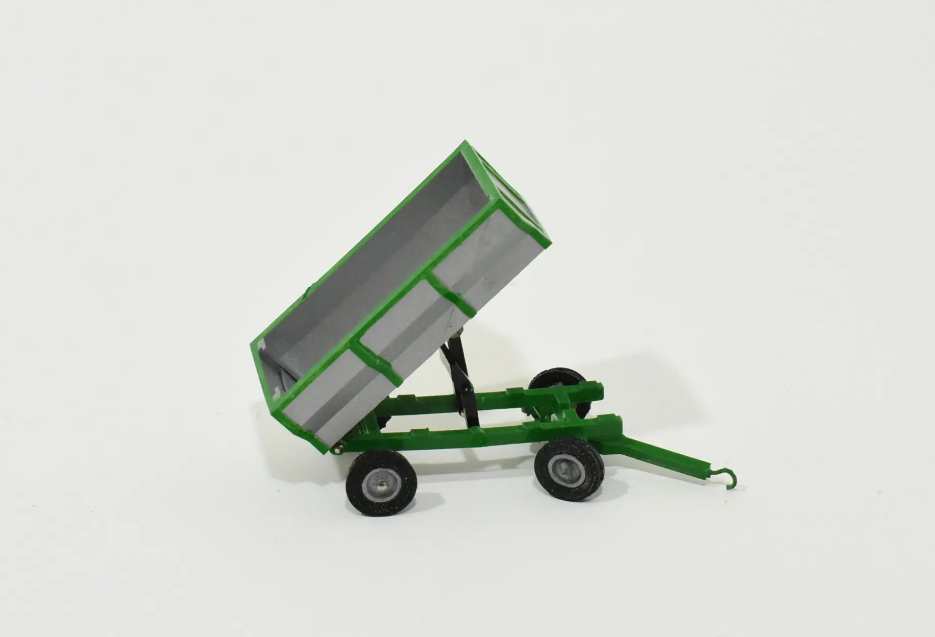 1/64 Scratch Built Flare Box Wagon, Silver & Green - Dalton's Farm