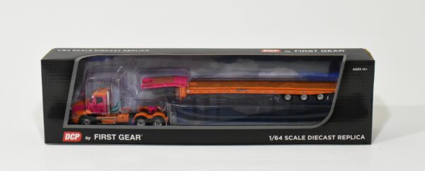 1/64 Orange & Fuchsia Mack Pinnacle With Talbert Traveling-Axle Trailer, DCP