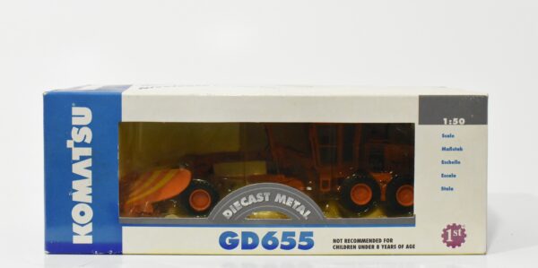 1/50 Komatsu GD655 Motorgrader With Snow Equipment, Iowa DOT Orange