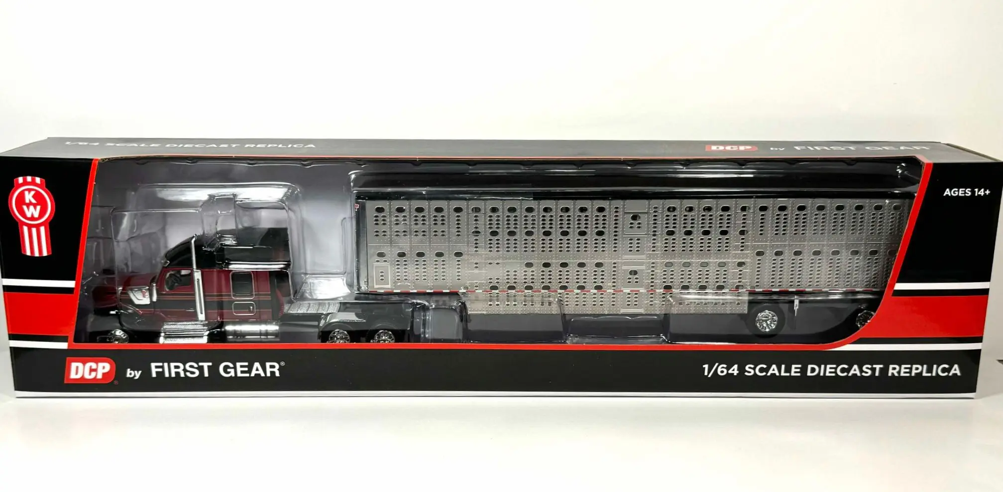 1/64 Maroon & Black Kenworth W990 Semi With Wilson Spread Axle