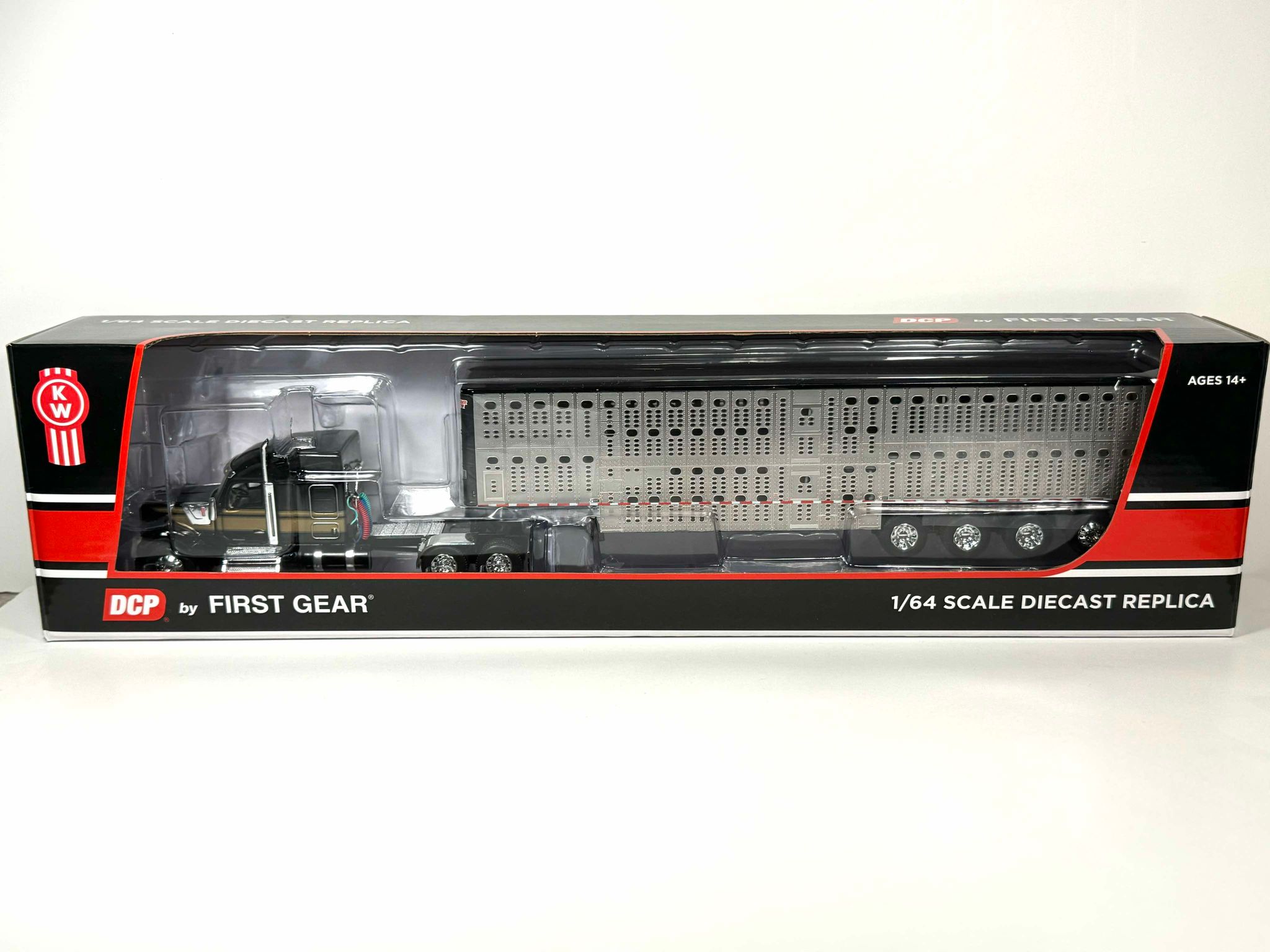 1/64 Black With Gold Stripe Kenworth W990 Semi With Wilson Quad