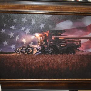 Fendt Combine With American Flag, Framed Print 28" x 38"