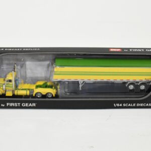 1/64 Yellow & Green Peterbilt 379 Day Cab Semi With Lode King Triple Axle Grain Trailer, DCP