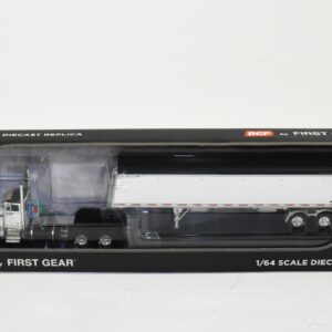 1/64 White & Black Peterbilt 379 Day Cab Semi With Lode King Triple Axle Grain Trailer, DCP
