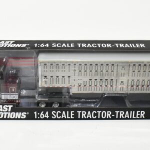 1/64 Maroon White Peterbilt 379 With Wilson Triple Axle Livestock Trailer, Hoefling Trucking, DCP