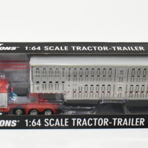 1/64 Orange White Peterbilt 379 With Wilson Triple Axle Livestock Trailer, Hoefling Trucking, DCP