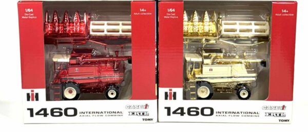 1/64 International Harvester 1460 Combine With Rear Wheel Assist, Corn & Grain Head,  Red Chrome & Gold Set