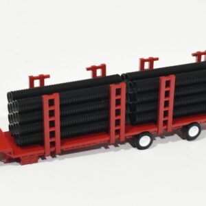 1/64 Custom Semi Tile Trailer With Culvert Stick Pipe Load, Red