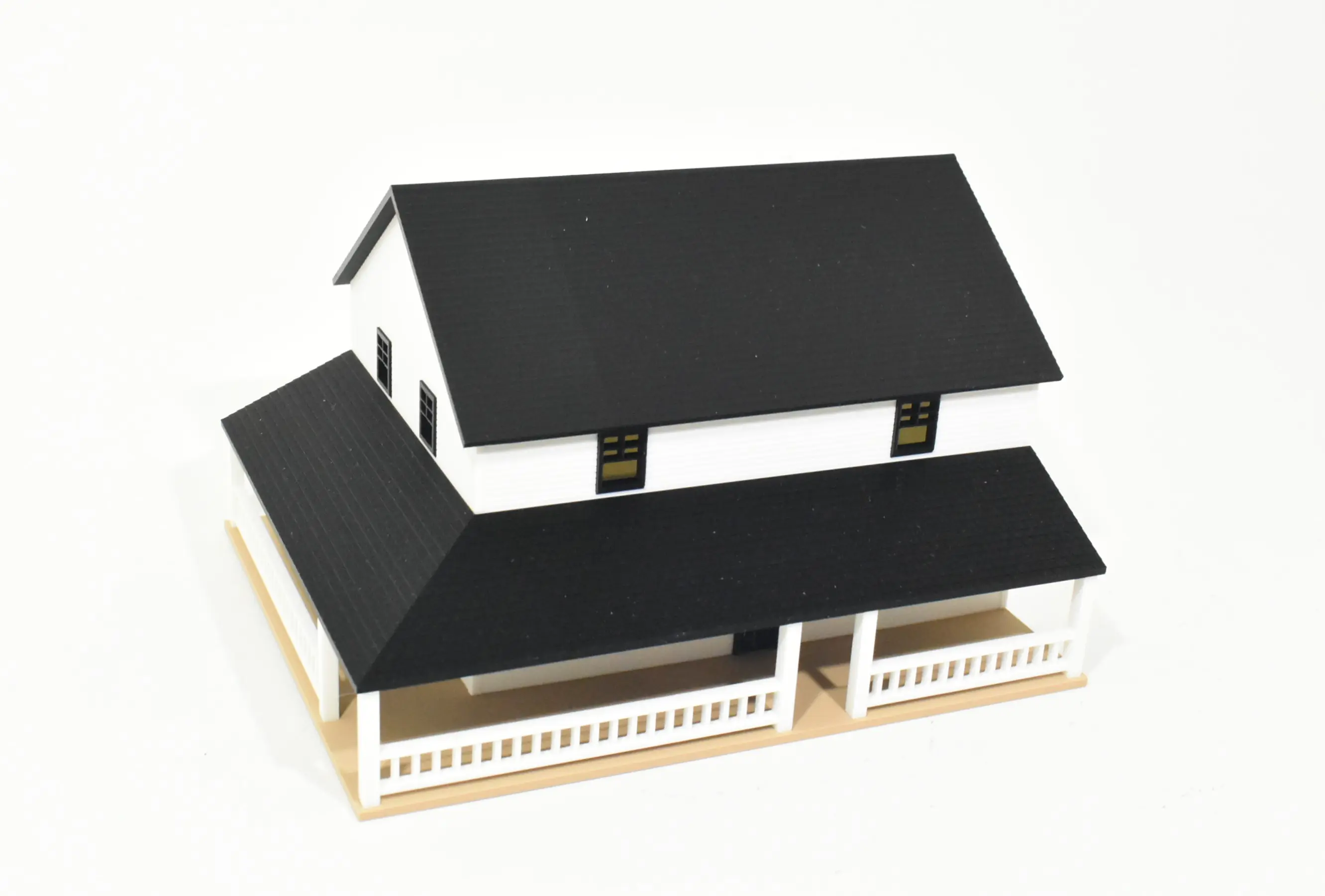 1/64 2 Story House With Wrap Around Porch, Black/White - Dalton's