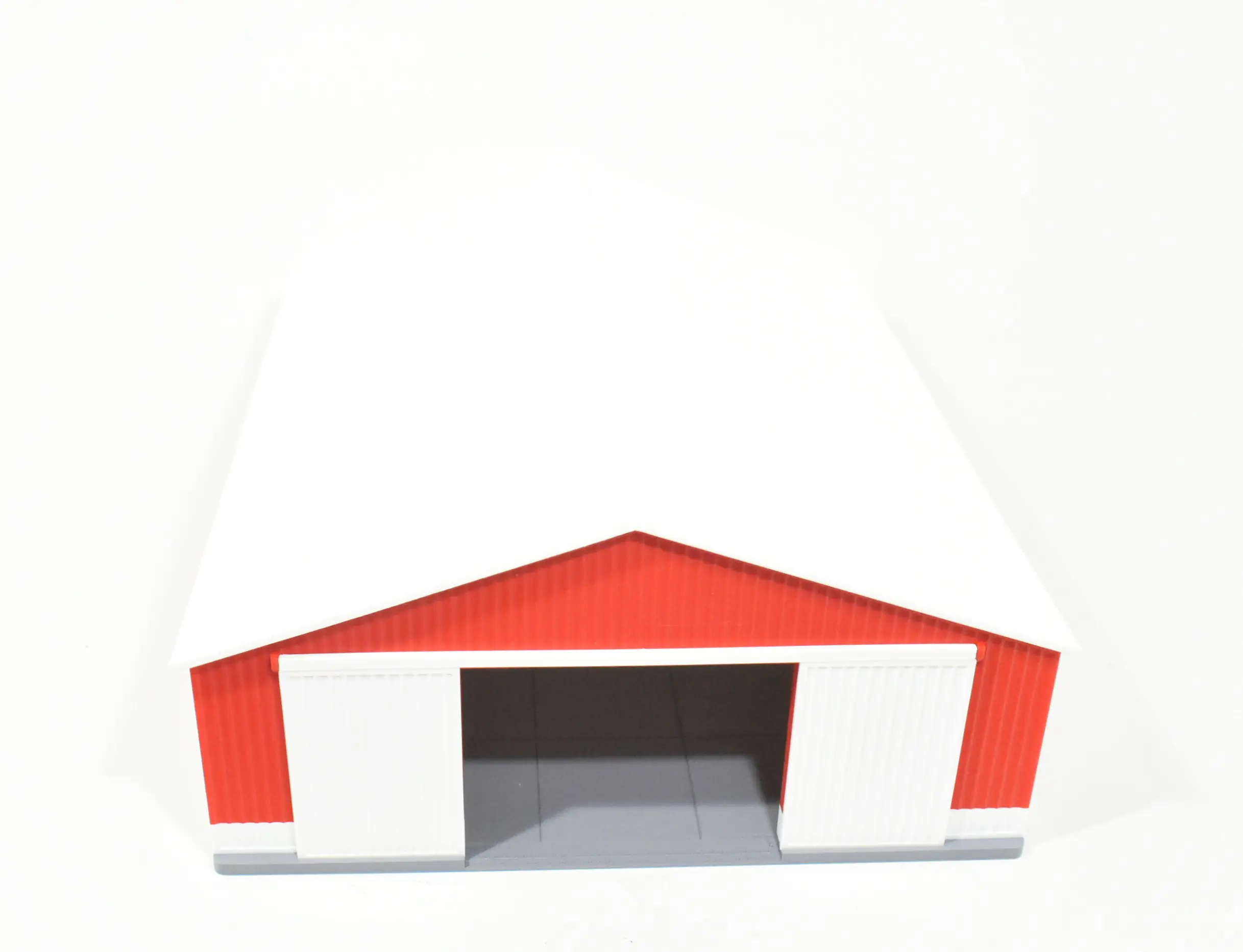1/64 60' x 80' Machine Shed With Sliding Doors, Red/White