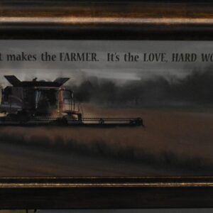 Case IH Combine, "It Isn't The Farm That Makes The Farmer", Framed Print 20" x 44"
