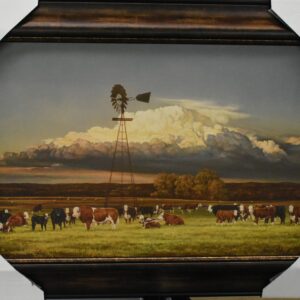 Cattle With Windmill, Framed Print 28" x 38"