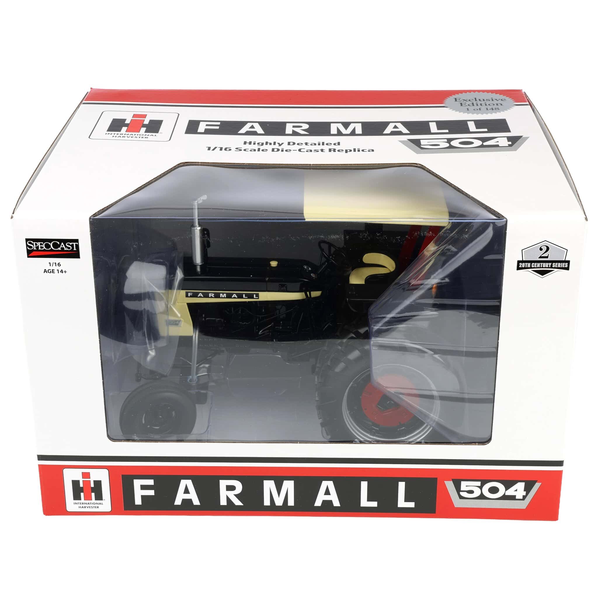 1/16 International Harvester Farmall 504 Tractor With Wide Front, Rops, Canopy Top & Duals, Black Chase Unit