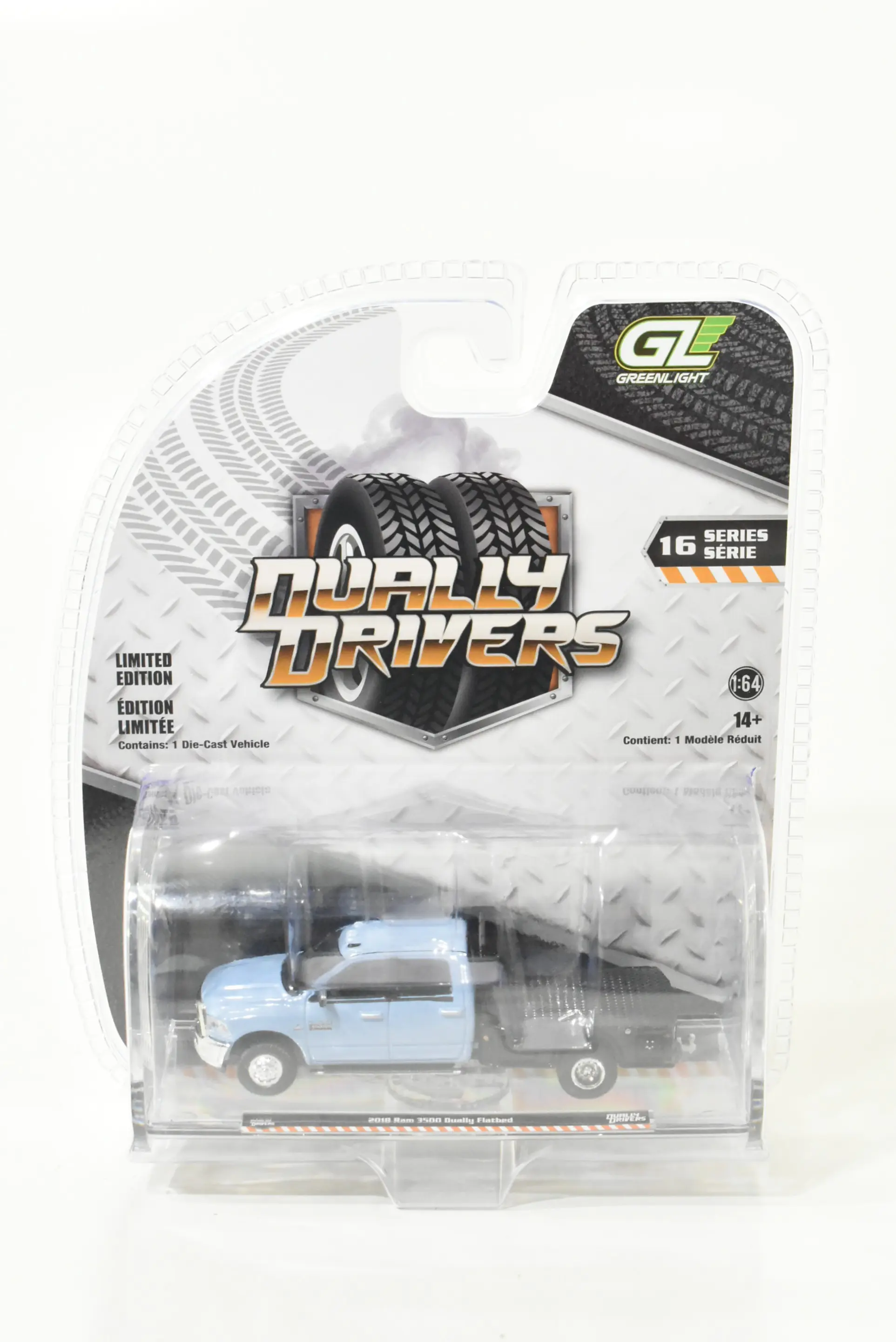 1/64 2018 Dodge Ram 3500 Dually Flatbed, Robin's Egg Blue, Dually