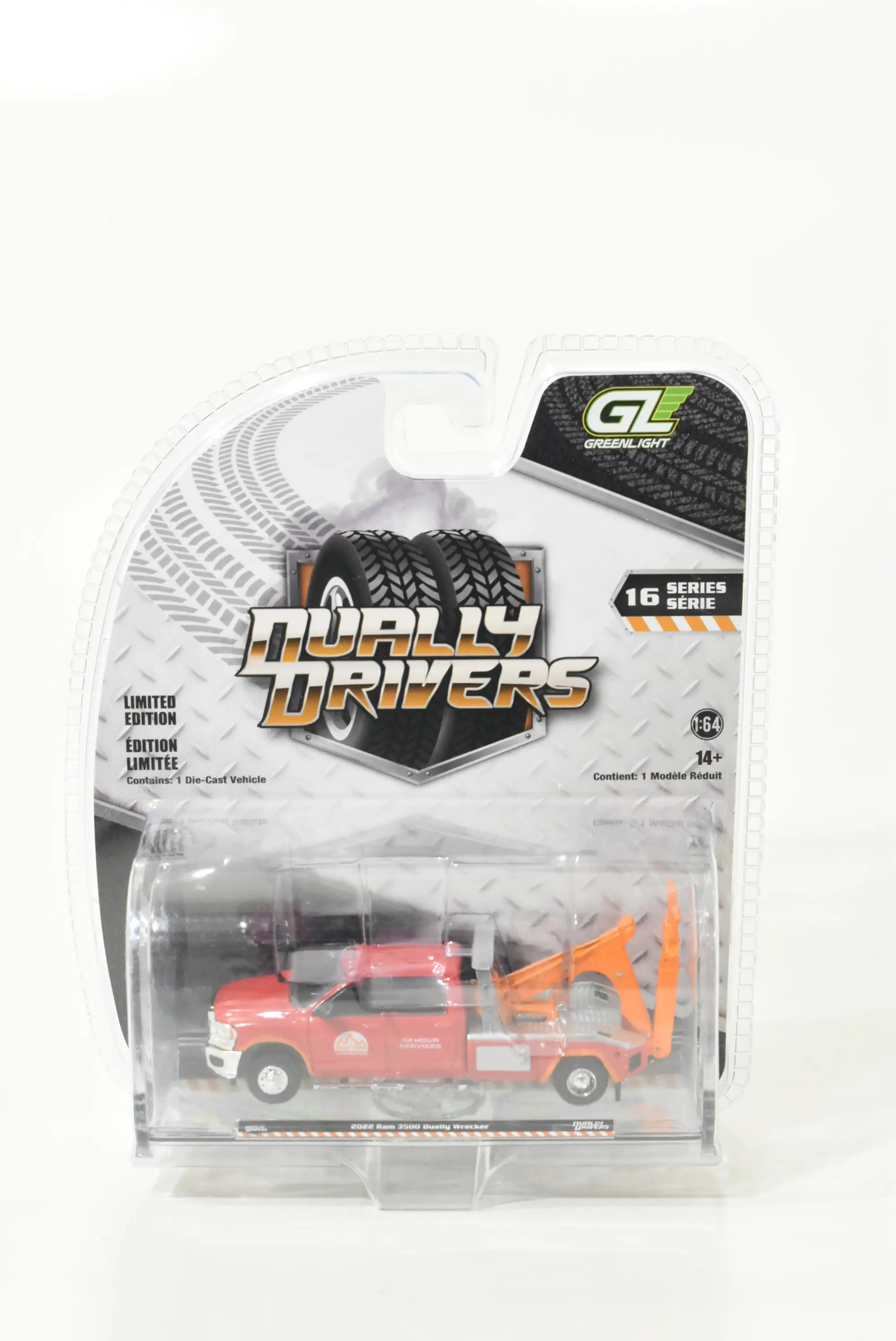 1/64 2022 Dodge Ram 3500 Dually Wrecker, Red & Orange, Dually