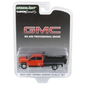 1/64 2022 Red GMC Sierra 3500 Dually Pickup Truck With Dump Bed