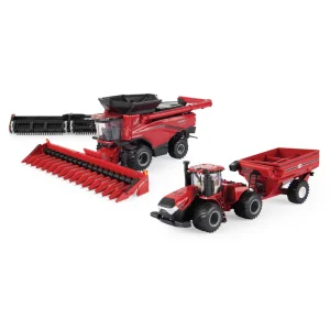 1/64 Case IH Harvest Set With AF10 Combine, Steiger 645 4wd Tractor With LSW Tires, J&M Grain Cart