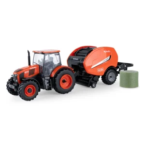 1/32 Kubota M7-134 Tractor With Front Wheel Assist & Round Baler