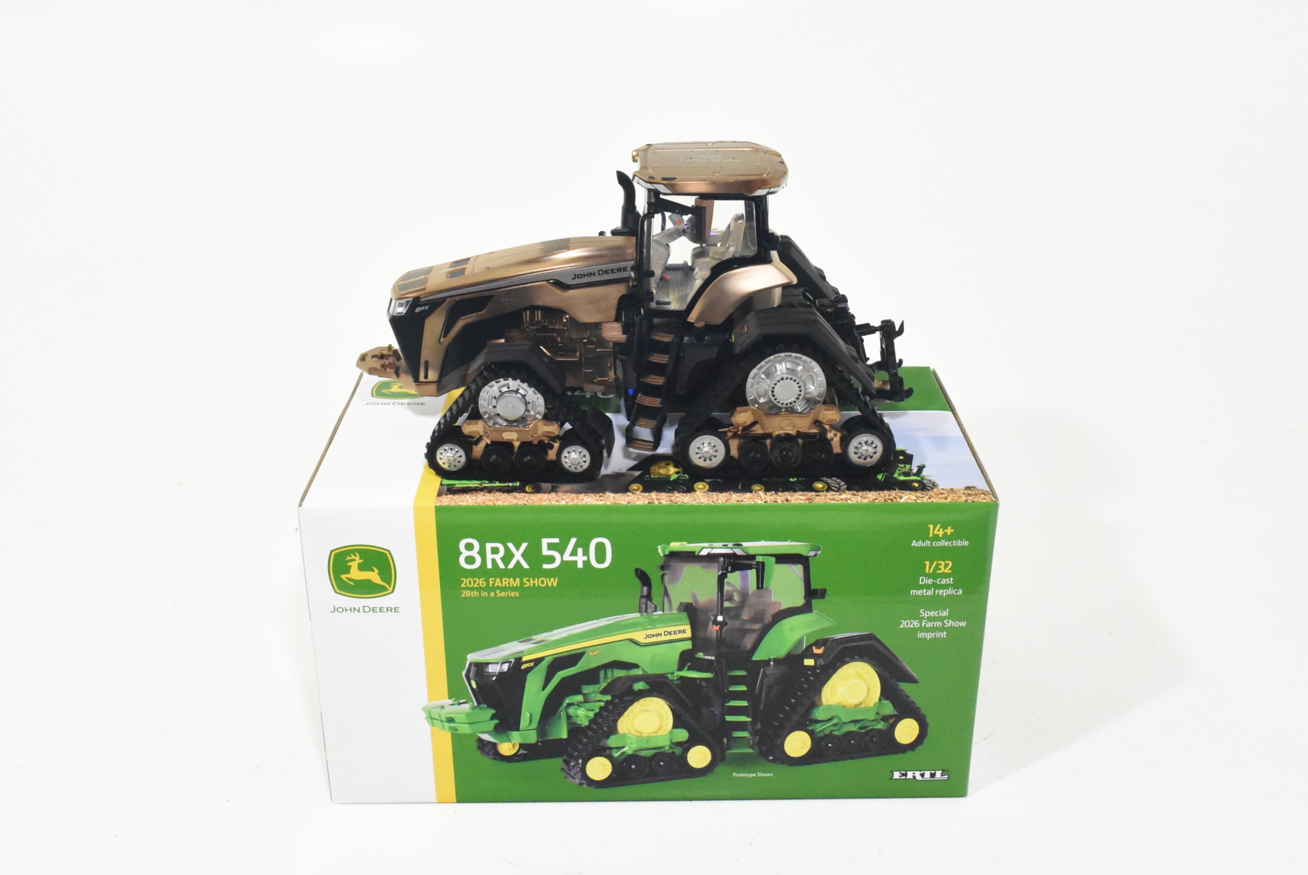 1/32 John Deere 8RX 540 Tracked Tractor, 2026 Farm Show Edition, Chrome Chaser