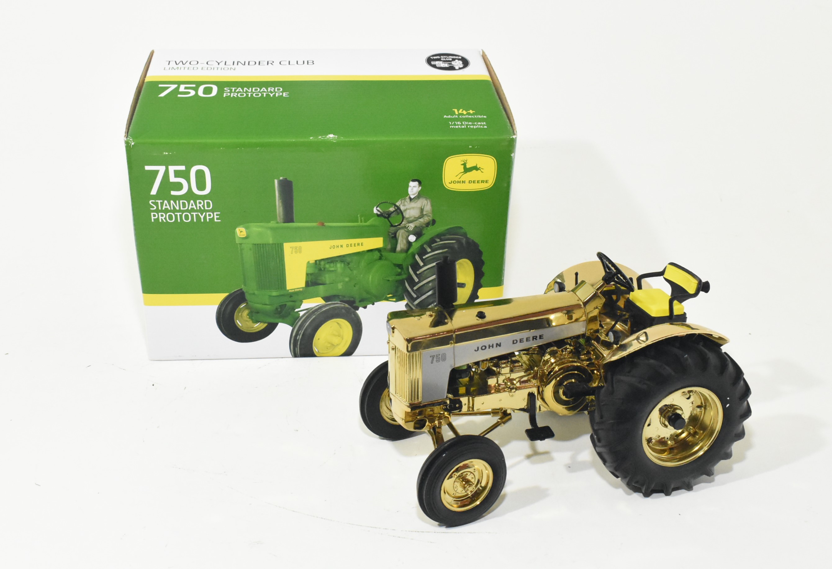 1/16 John Deere 750 Tractor With Wide Front, Two Cylinder Club, Gold